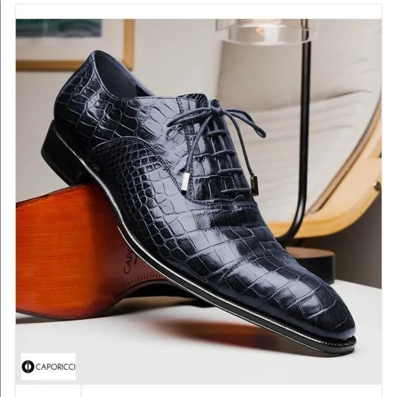 CAPORICCI 1114 Navy Genuine Alligator shoes display picture 3